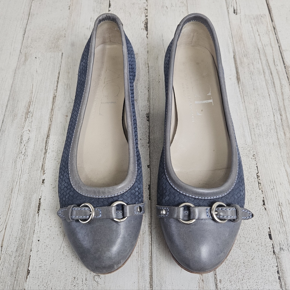 AGL Attilio Giusti Leombruni Italian Blue Woven Buckle Toe Flats EUR. Sz 37.5